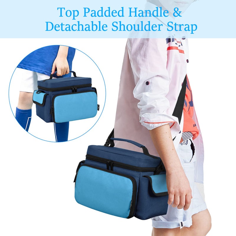 LoDrid Carrying Case Compatible with Toniebox, Portable Bag with Shoulder Strap for Audio Player Starter Set, Headphones Charging Station Storage, Navy Blue (Bag Only),(Patent Design) - Image 5
