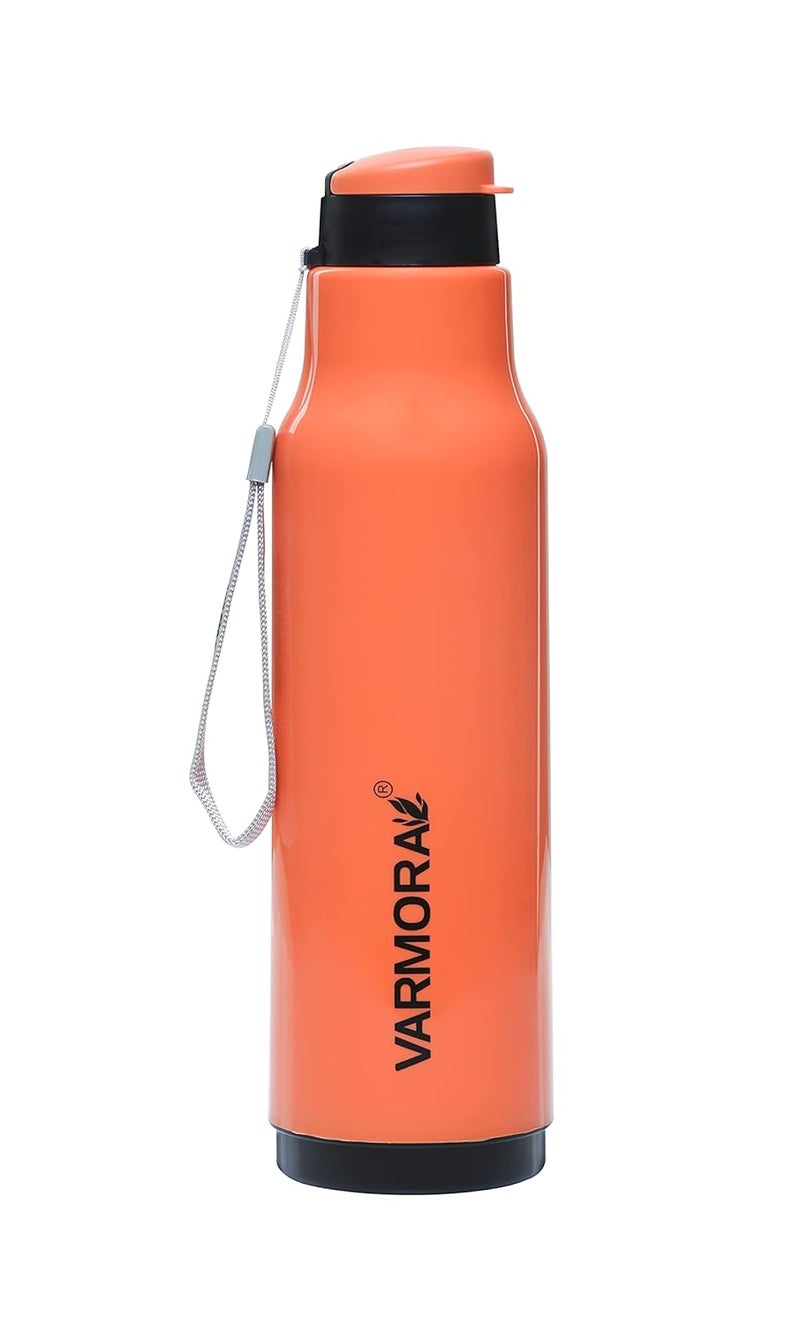 Varmora Aqua Sofia 1 L Pu Insulated Plastic Hot and Cold Water Bottle Orange Pack of 1 1000 Milliliter