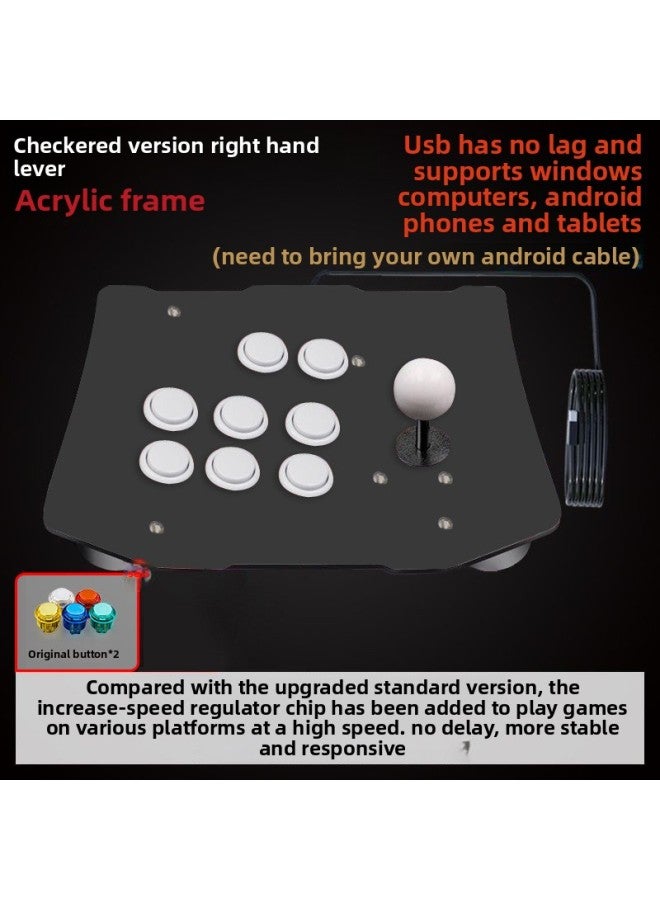 Arcade Rocker Computer Mobile Phone USB Gaming Rocker Fighting Home Gamepad 97 King Of Fighters Arcade Rocker-Product Color:Checkered Version Right Hand Lever - No Android Conversion Cable  - Image 1