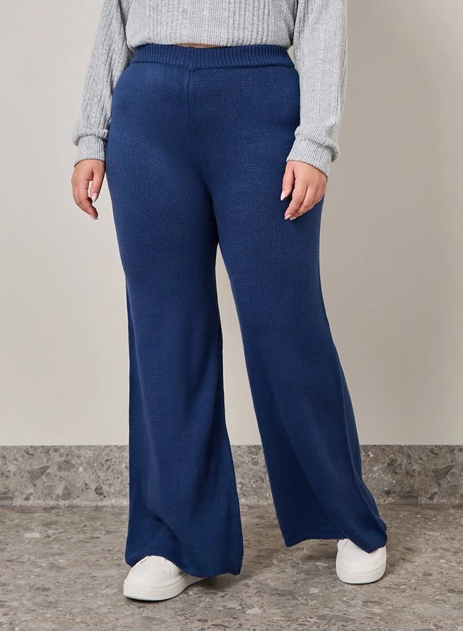 Styli Solid High Rise Wide Leg Pants