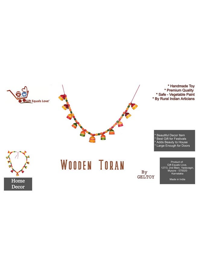 Gift Equals Love Handcrafted Wooden Door Hanging / Bandarwal / Toran / Thoran for Door, Traditional Bandarwal for Decorative Bells (11 Bells) Multicolor handmade by Indian Artisans for home functions and grahapravesam - Image 5