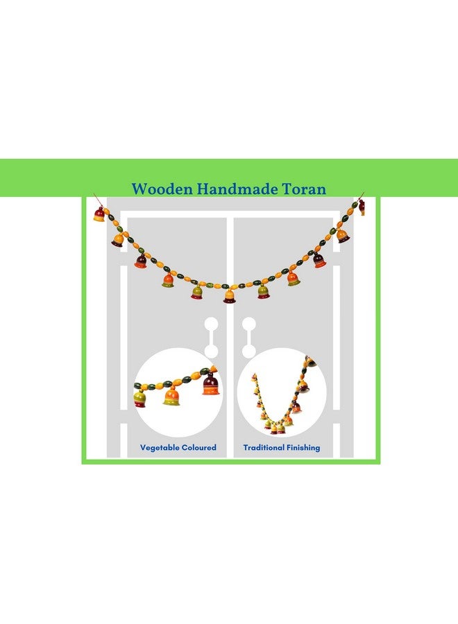 Gift Equals Love Handcrafted Wooden Door Hanging / Bandarwal / Toran / Thoran for Door, Traditional Bandarwal for Decorative Bells (11 Bells) Multicolor handmade by Indian Artisans for home functions and grahapravesam - Image 3