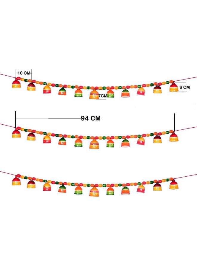 Gift Equals Love Handcrafted Wooden Door Hanging / Bandarwal / Toran / Thoran for Door, Traditional Bandarwal for Decorative Bells (11 Bells) Multicolor handmade by Indian Artisans for home functions and grahapravesam - Image 2
