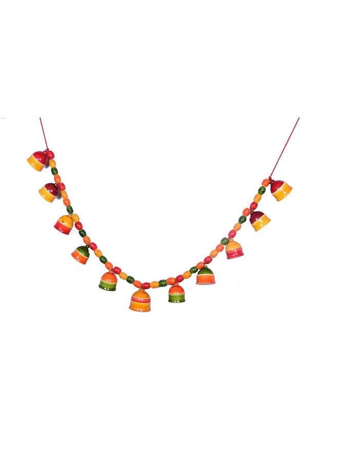 Gift Equals Love Handcrafted Wooden Door Hanging / Bandarwal / Toran / Thoran for Door, Traditional Bandarwal for Decorative Bells (11 Bells) Multicolor handmade by Indian Artisans for home functions and grahapravesam - Image 1