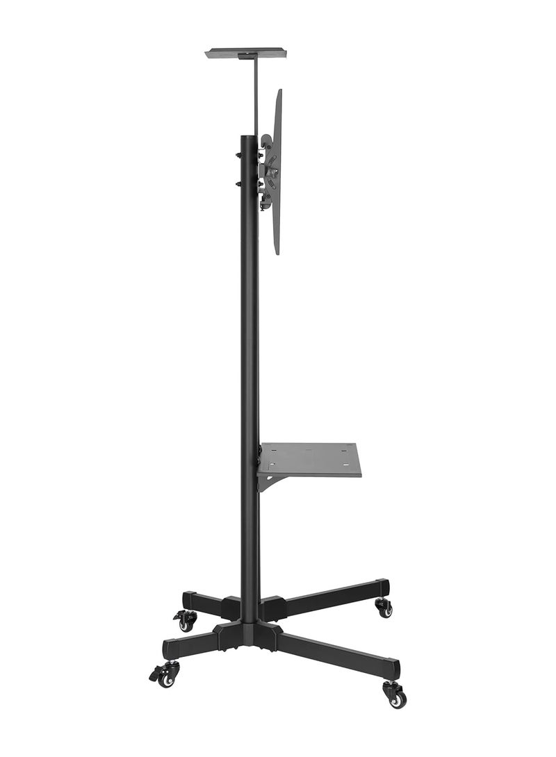 نيوستار NEWSTAR Mobile TV Cart Stand with Wheels for 32–70 Inch Flat & Curved TVs, Height Adjustable Rolling TV Trolley with Equipment Shelf & Camera Shelf, Holds up to 50kg, Max VESA 600x400mm, Black - Image 3