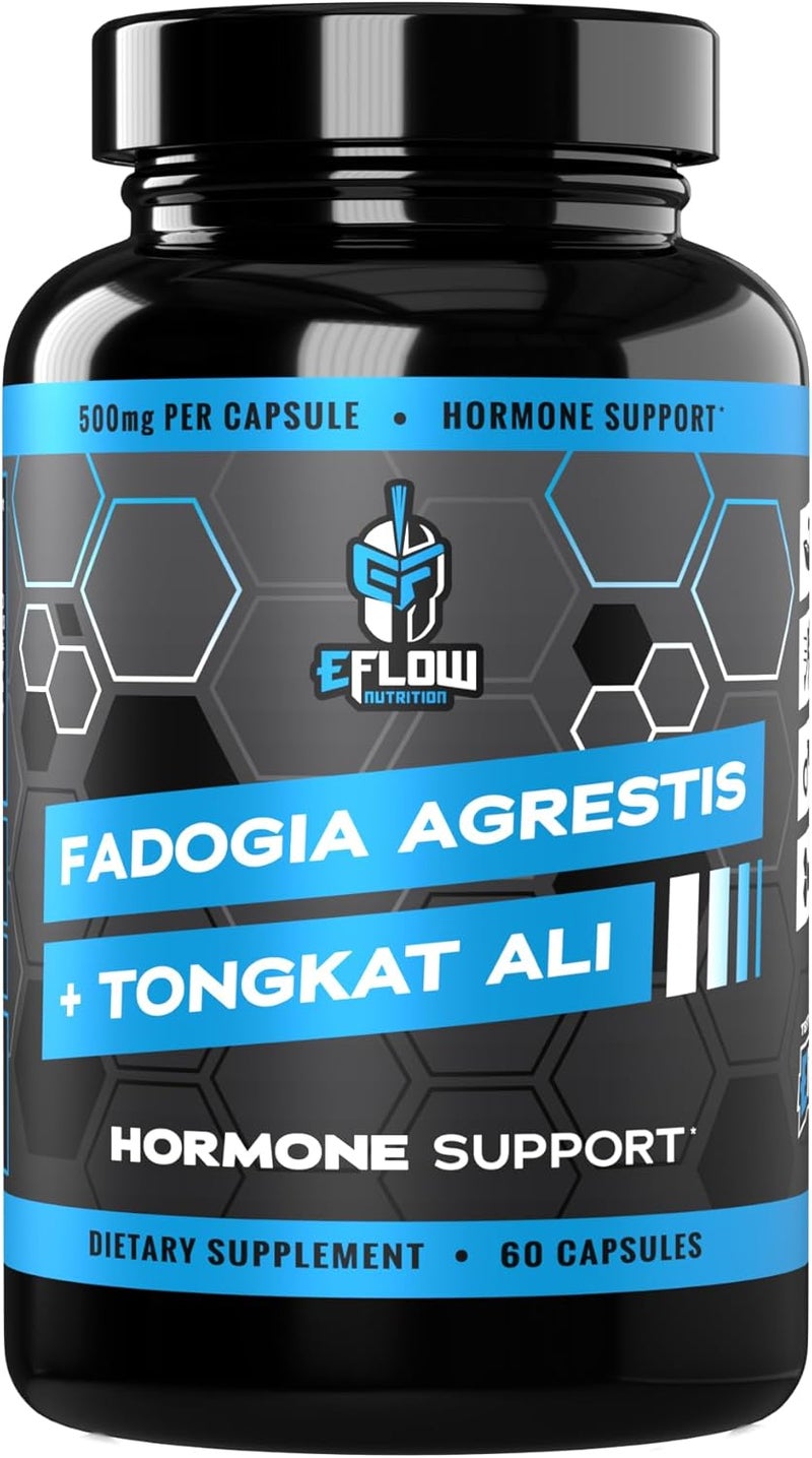 eFlow Nutrition Fadogia Agrestis  Tongkat Ali  2in1 Natural Performance Supplement for Health and Wellness  Hormone Energy  Mood Support  Extract Powder 60 Capsules - Image 1