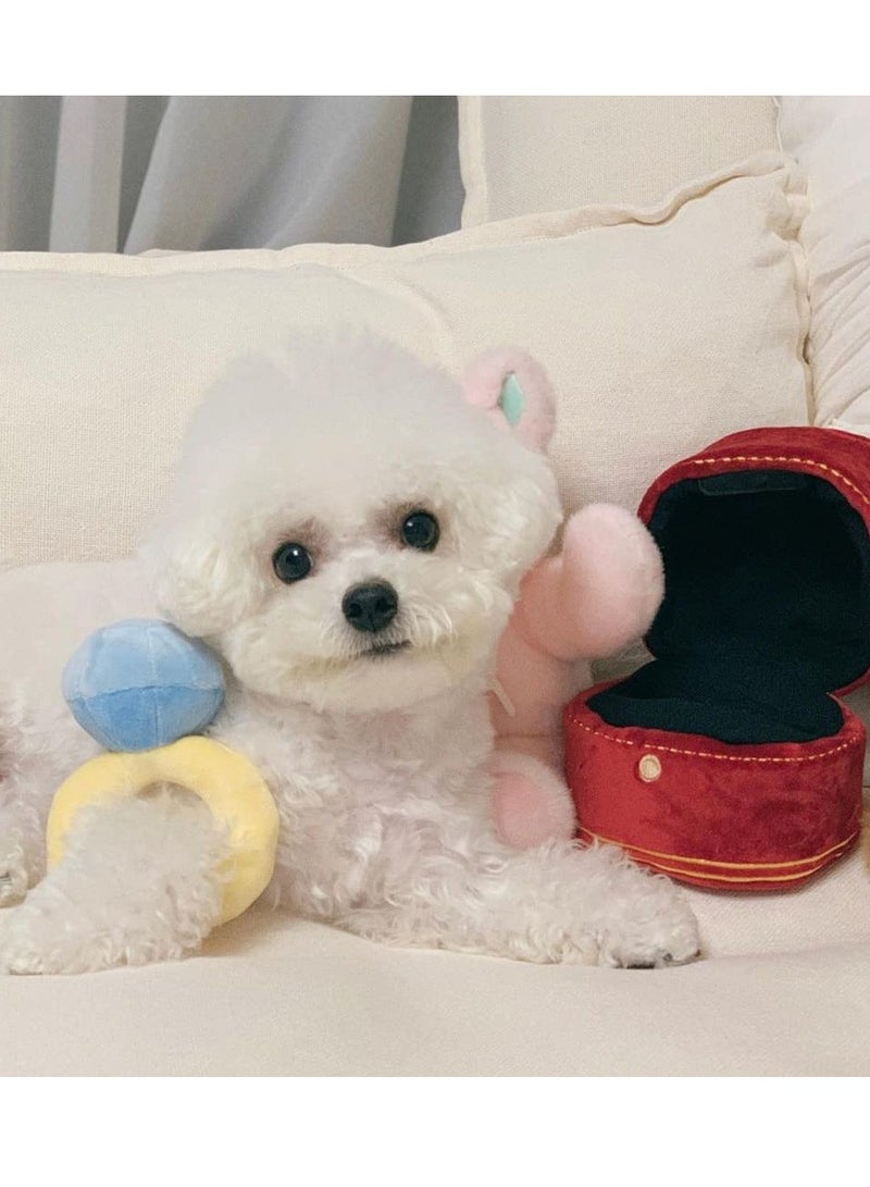 Excefore Interactive Dog Toys, Plush Toy Diamond Ring Set, Interested Diamond Ring Case, Stuffed Pet Chew Soft Pet Supplies - Image 5