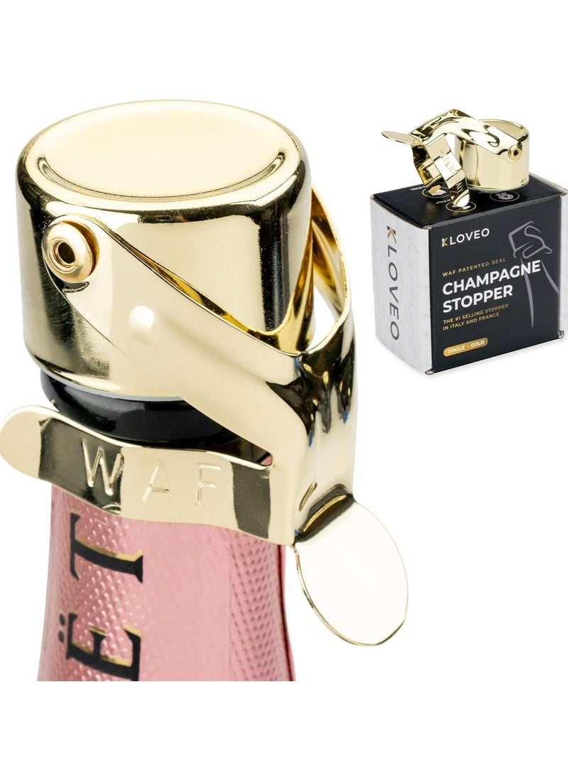 Oasisgalore Champagne Stopper with Patented Seal, Professional Grade, Made in Italy (Gold)  - Image 1