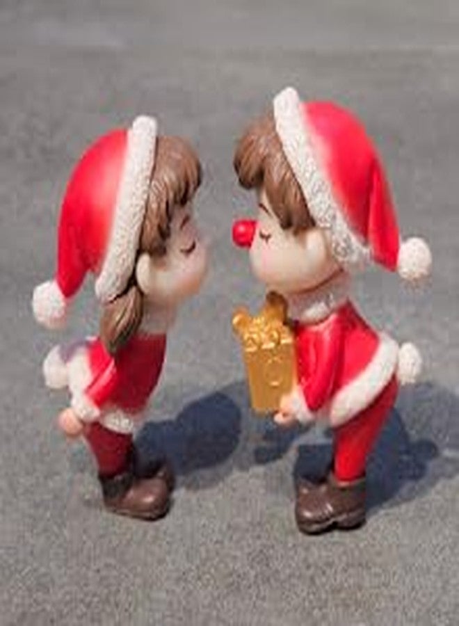 ARUNA DECOR Miniature Christmas Couple Figurines, Adorable PVC Decoration for Miniature Garden, Dollhouse Accessory & Holiday Gifting Cute Xmas Decor Collectible, Couple 03 - Image 4