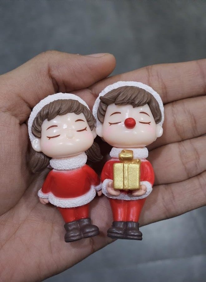 ARUNA DECOR Miniature Christmas Couple Figurines, Adorable PVC Decoration for Miniature Garden, Dollhouse Accessory & Holiday Gifting Cute Xmas Decor Collectible, Couple 03 - Image 2
