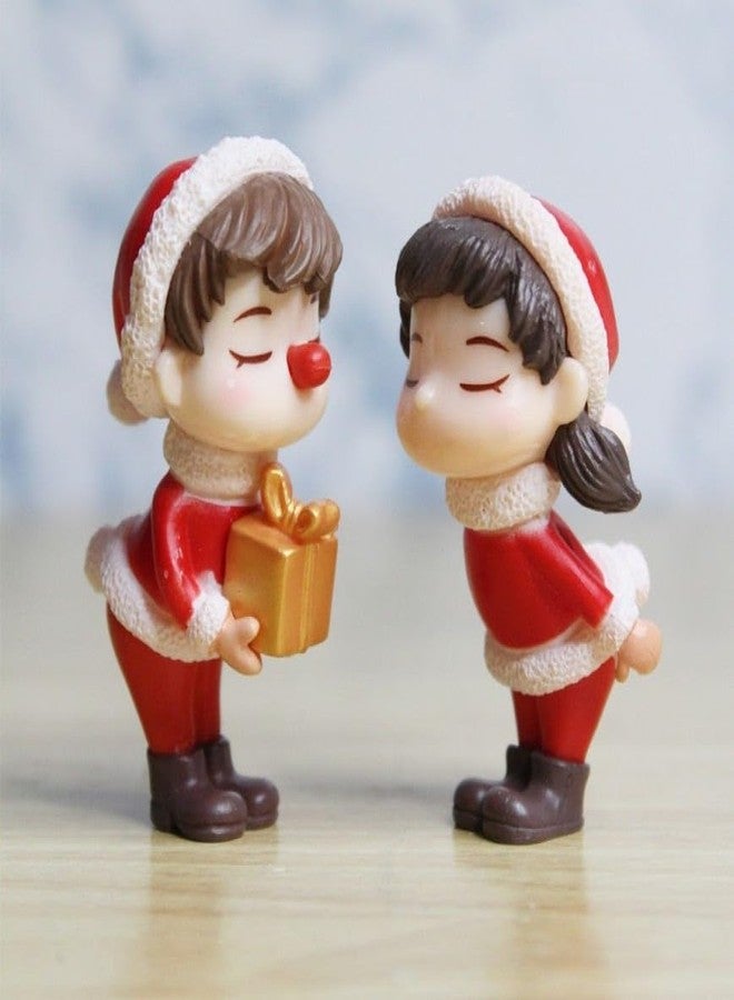 ARUNA DECOR Miniature Christmas Couple Figurines, Adorable PVC Decoration for Miniature Garden, Dollhouse Accessory & Holiday Gifting Cute Xmas Decor Collectible, Couple 03 - Image 1