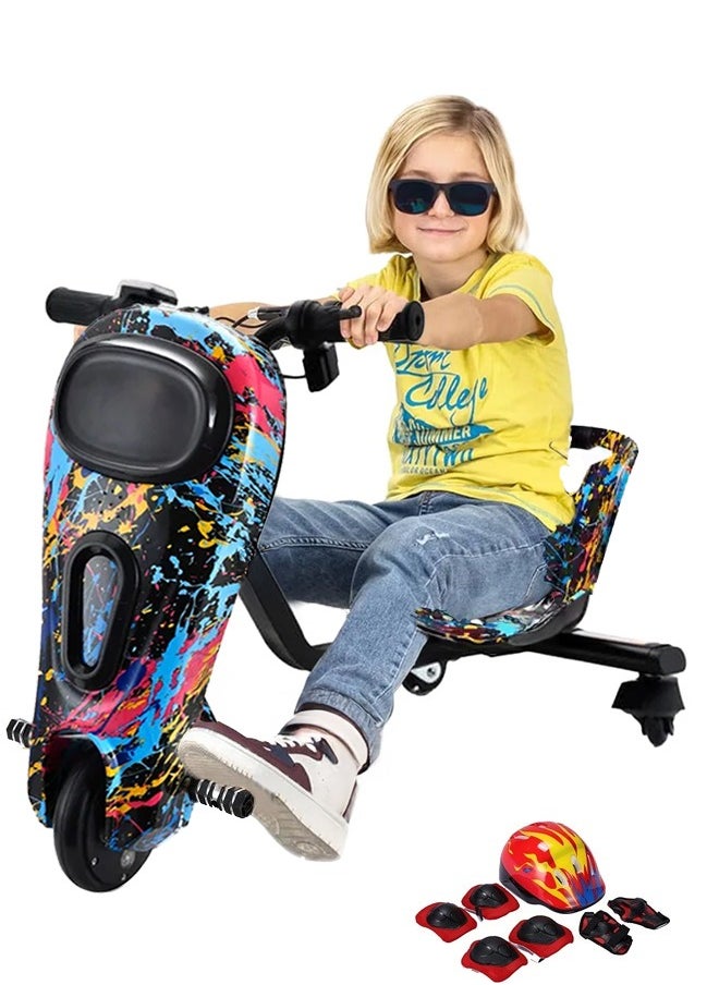 Fitness World Mini electric drift scooter toy, withstands up to 50 kilograms, with 36 volt high-power pedal, 250 watts, equipped with 3 wheels and safety accessories.  - Image 1
