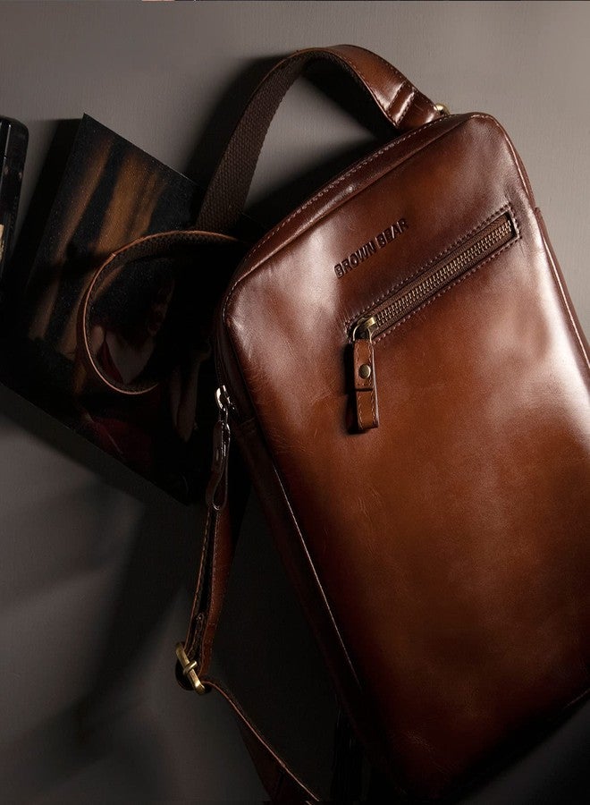 BROWN BEAR 12 inch Geniune Italian Leather Sling Crossbody Messenger Bag for Men & Suitable for Mobile, iPad, Notepad and Other Small Accessories - Image 4