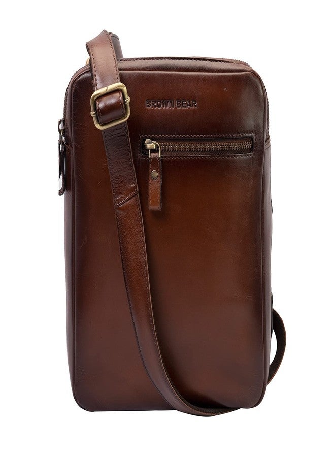 BROWN BEAR 12 inch Geniune Italian Leather Sling Crossbody Messenger Bag for Men & Suitable for Mobile, iPad, Notepad and Other Small Accessories - Image 1