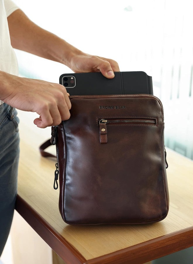 BROWN BEAR 12 inch Geniune Italian Leather Sling Crossbody Messenger Bag for Men & Suitable for Mobile, iPad, Notepad and Other Small Accessories - Image 2