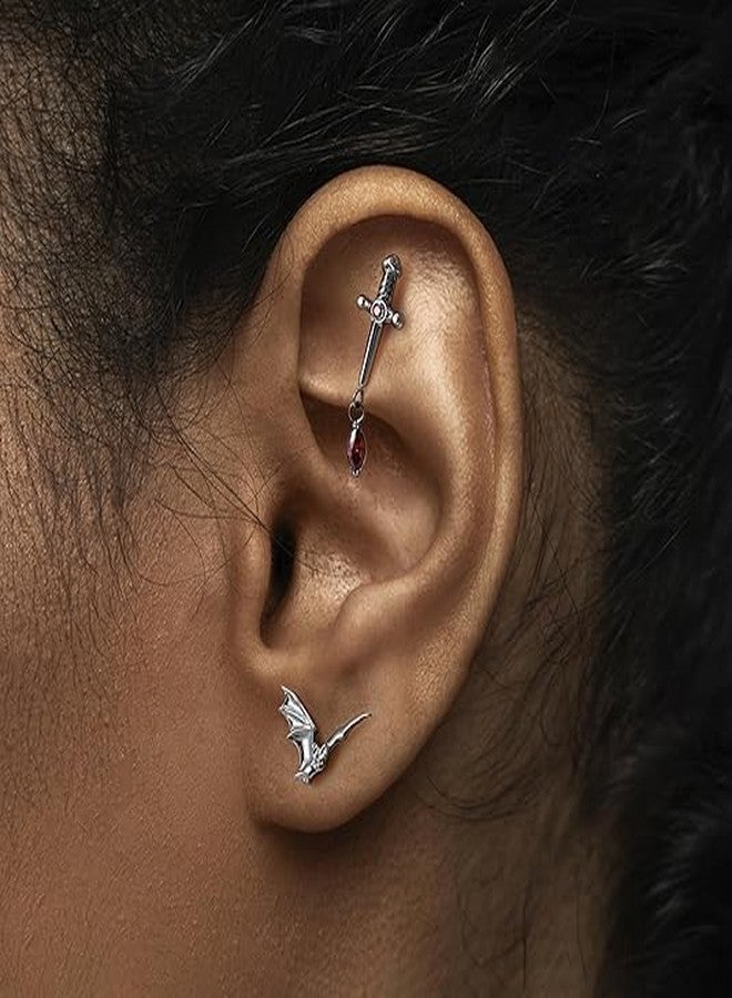 SHIELD PLUS Sunrise hanging CZ Bugadi Vertical Upper Helix Ear Piercing Ear Studs - Image 3
