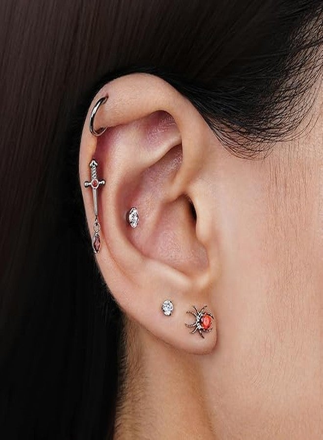 SHIELD PLUS Sunrise hanging CZ Bugadi Vertical Upper Helix Ear Piercing Ear Studs - Image 2