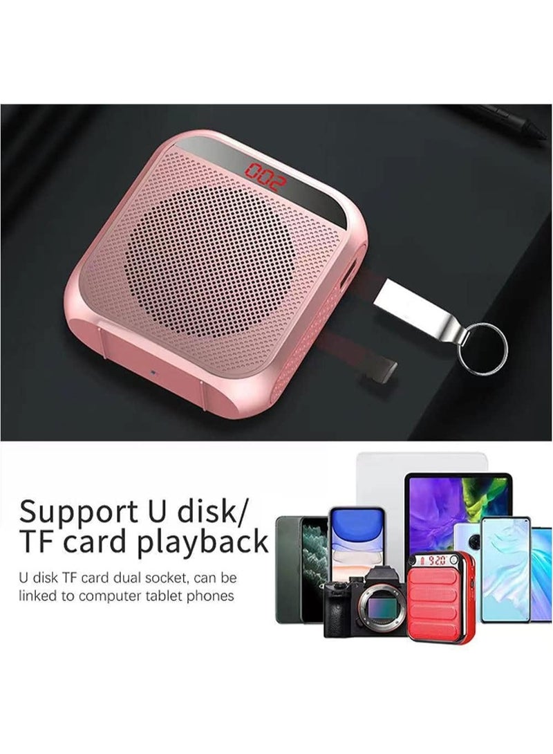 Portable Voice Amplifier for Teachers, 2200mAh Rechargeable Personal Amplifier Mic PA System Headset Microphone with Speaker for Teachers, Training, Meeting, Tour Guide, Yoga, Classroom (Rose) - Image 4