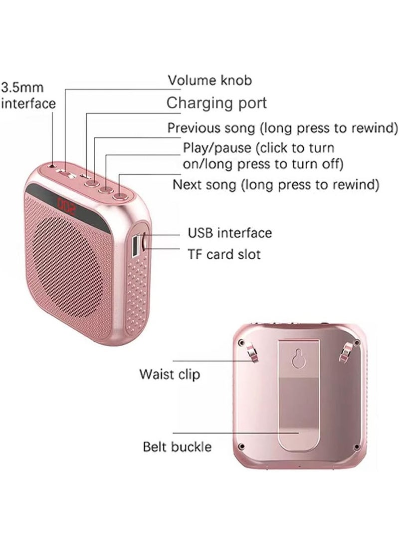 Portable Voice Amplifier for Teachers, 2200mAh Rechargeable Personal Amplifier Mic PA System Headset Microphone with Speaker for Teachers, Training, Meeting, Tour Guide, Yoga, Classroom (Rose) - Image 5