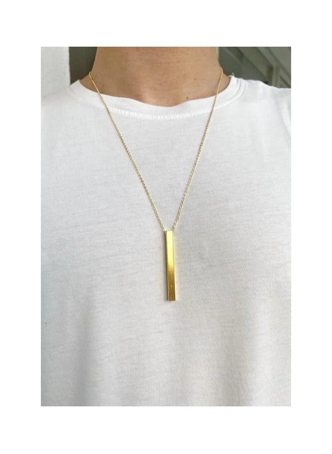 MARIO DRAFTS - Gold-Plated Chain Necklace for Men, Minimalist Bar Pendant - Image 1