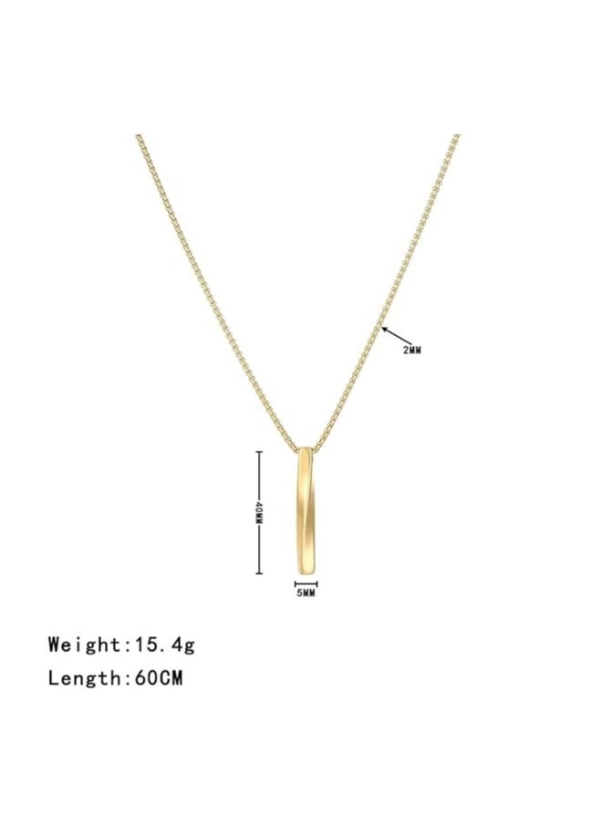 MARIO DRAFTS - Gold-Plated Chain Necklace for Men, Minimalist Bar Pendant - Image 1