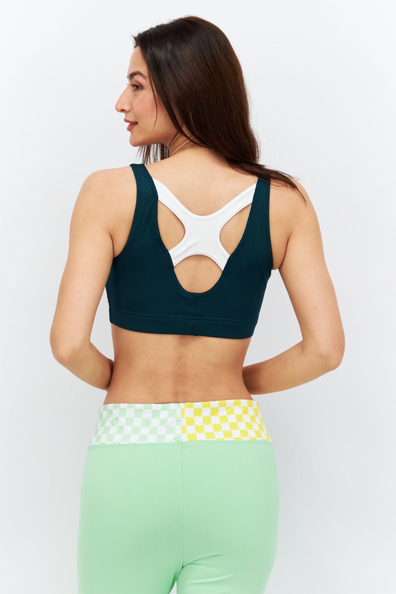 Reebok Women Non Padded Brand Logo Sport Bra, Green - Image 3