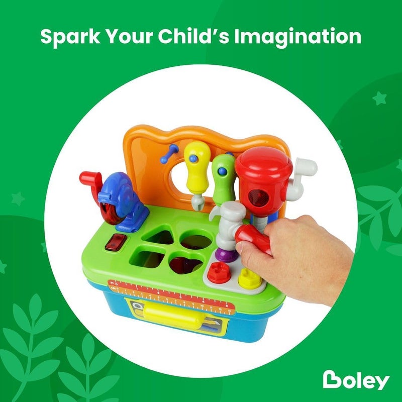 BOLEY Boley Toddler Workbench Playset  8 Pc Light  Sound Interactive Kids Tool Set for 3 Year Old Kids and Up - Image 3