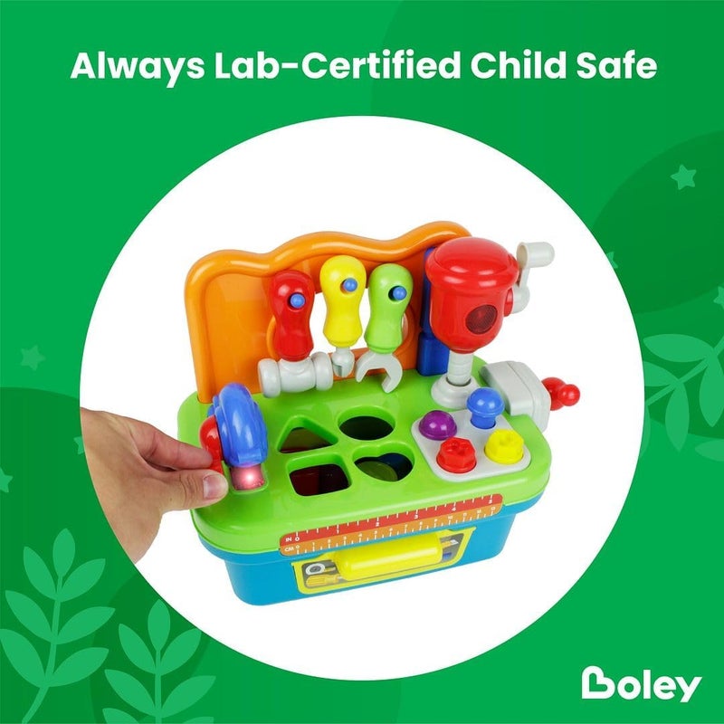 BOLEY Boley Toddler Workbench Playset  8 Pc Light  Sound Interactive Kids Tool Set for 3 Year Old Kids and Up - Image 4