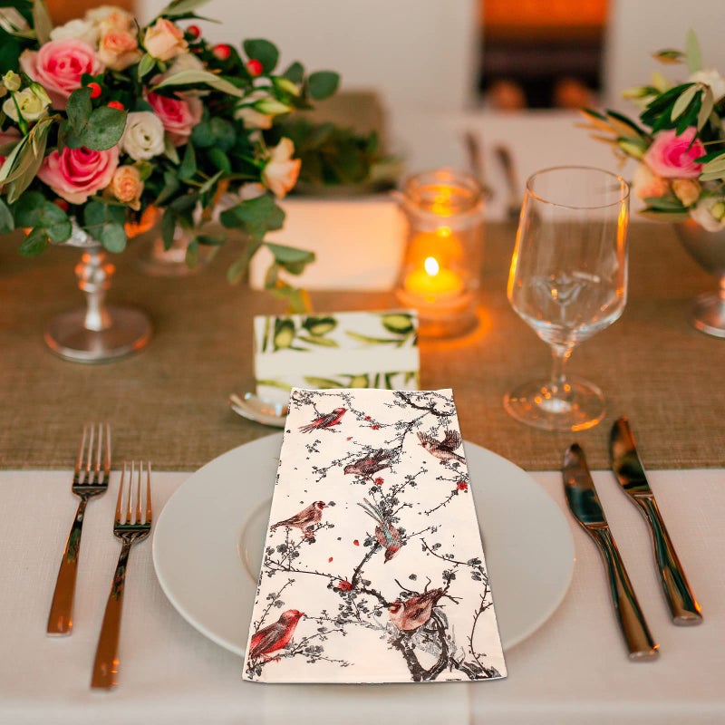 Pajean 120 Pieces Bird Guest Napkins 3 Ply Birds Paper Hand Towels Dinner Napkin Decorative Paper Guest Towels for Bathroom Powder Room Wedding Anniversary Holiday Birthday Party Tabletop Decoration - Image 4