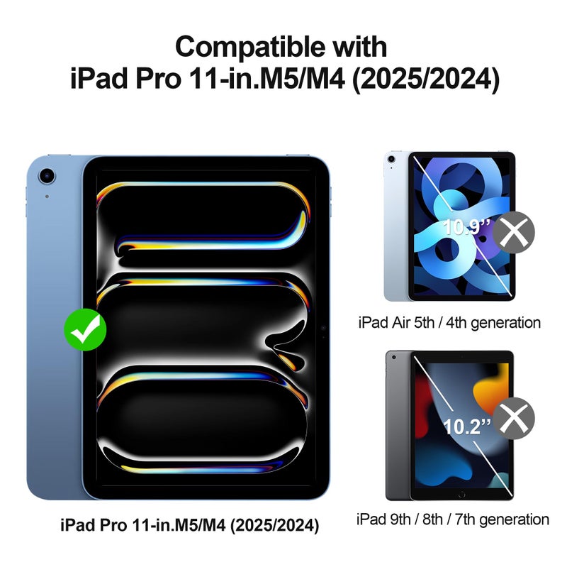Juvraixo Privacy Screen Protector for iPad Pro 11 Inch M5/M4 (2025/2024) 9H Tempered Glass [Face ID & Apple Pencil Compatible] Case Friendly HD Clear - Image 2