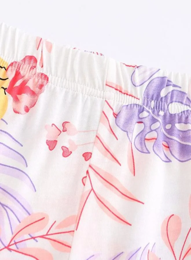 يونيكي Pink Crew Neck Cap Sleeve Printed Tshirt & Shorts