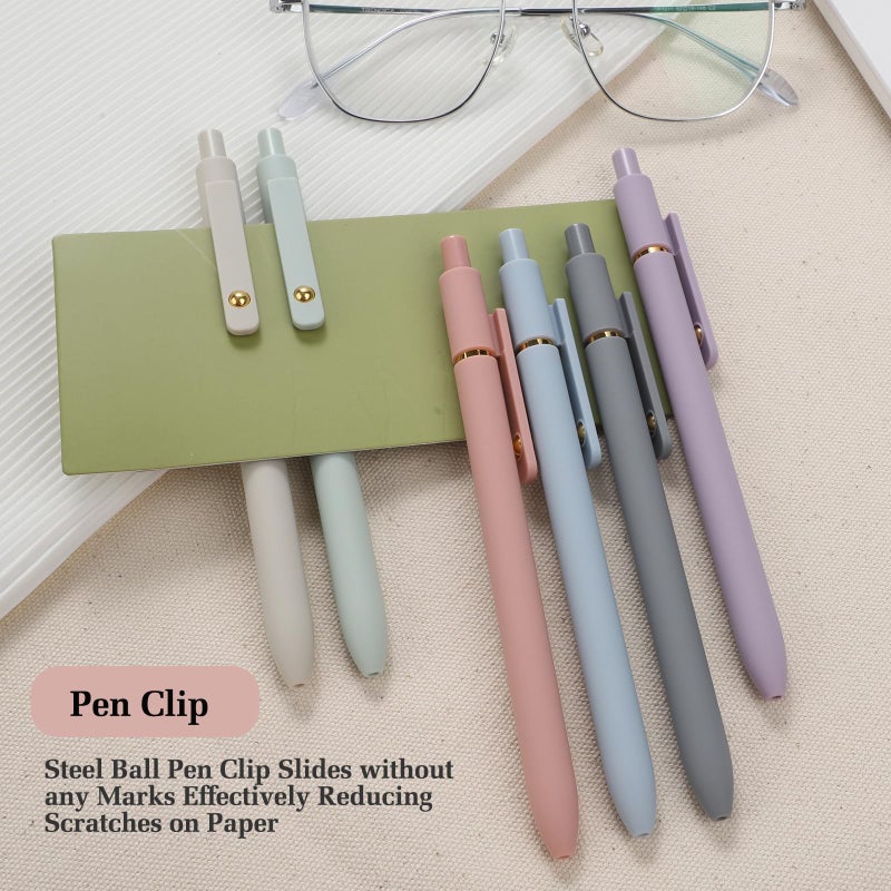 FIOVER Gel Pens, 6pcs 0.7mm Fine Point Black Ink, Quick Dry Smooth Writing Pens for Journaling, Nurse Aesthetic Cute Office School Supplies, Gifts for Women and Men (6Pcs Morandi-Black Ink) - Image 4