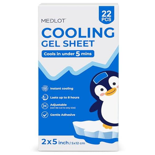 LotFancy Fever Patch for Kids, 22 Sheets, Fever Reducer, Baby Cooling Pads, Gel Cool Patch for Fever, Headache Relief, 4.7 x2 Inch - Image 1