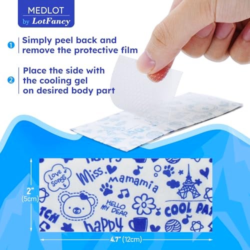 LotFancy Fever Patch for Kids, 22 Sheets, Fever Reducer, Baby Cooling Pads, Gel Cool Patch for Fever, Headache Relief, 4.7 x2 Inch - Image 2