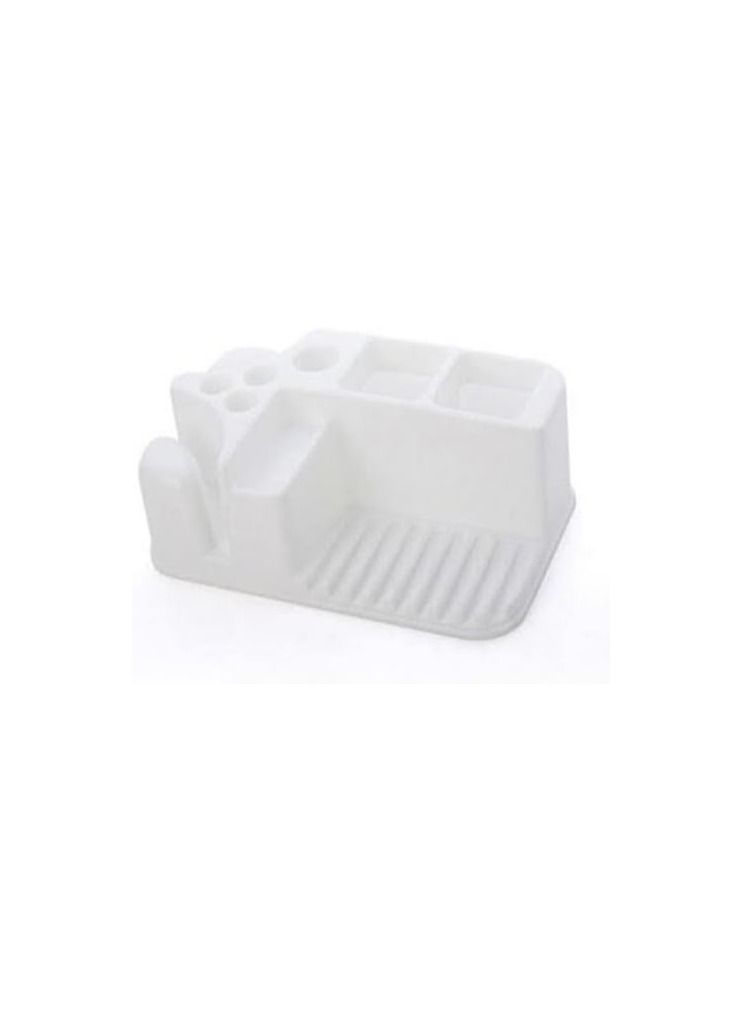 Spaceshoop Toothbrush Cup Storage Rack Bathroom Washable Storage Organizer Stand Rack Multi Functional Toothbrush Holder 6 Slots for Toothbrush Toothpaste Cleanser Razor  - Image 1