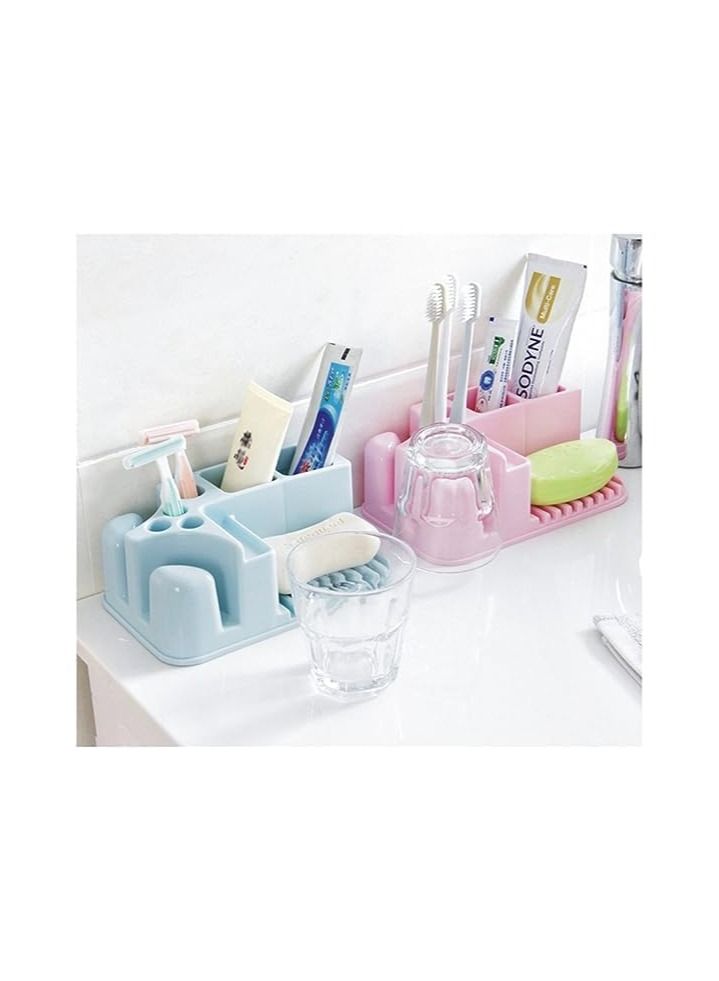 Spaceshoop Toothbrush Cup Storage Rack Bathroom Washable Storage Organizer Stand Rack Multi Functional Toothbrush Holder 6 Slots for Toothbrush Toothpaste Cleanser Razor  - Image 5