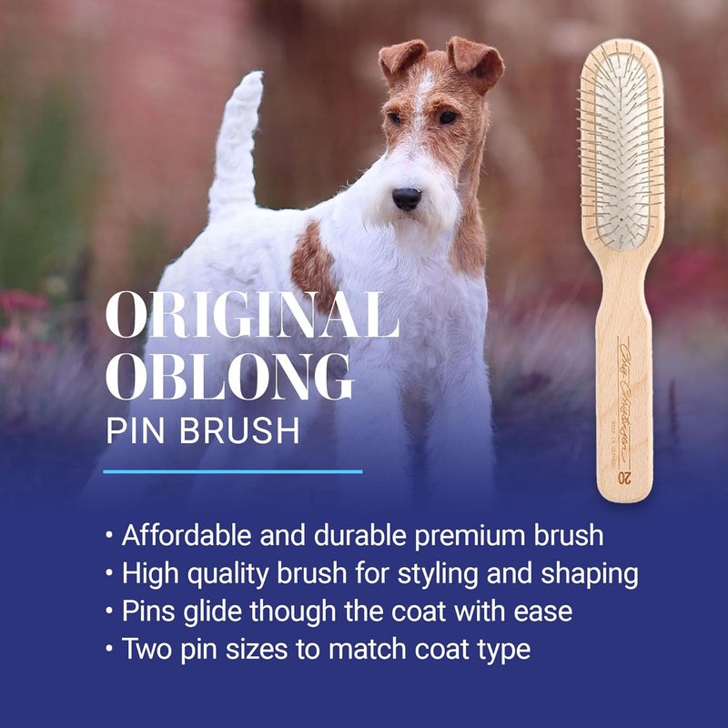 Chris Christensen 20 mm Oblong Pin Dog Brush - Professional Grooming Tool with Stainless Steel Pins and Beech Wood Handle - Image 2