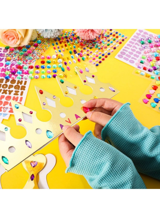 Chinco Paper Crowns Princess Prince Crown For Kids Birthday Party King Hats Gold Gem Jewels Stickers Number Letter Stickers For Boys Girls Adults Diy Crown Decor Favor Supplies (Delicate Style63 Pieces) - Image 4