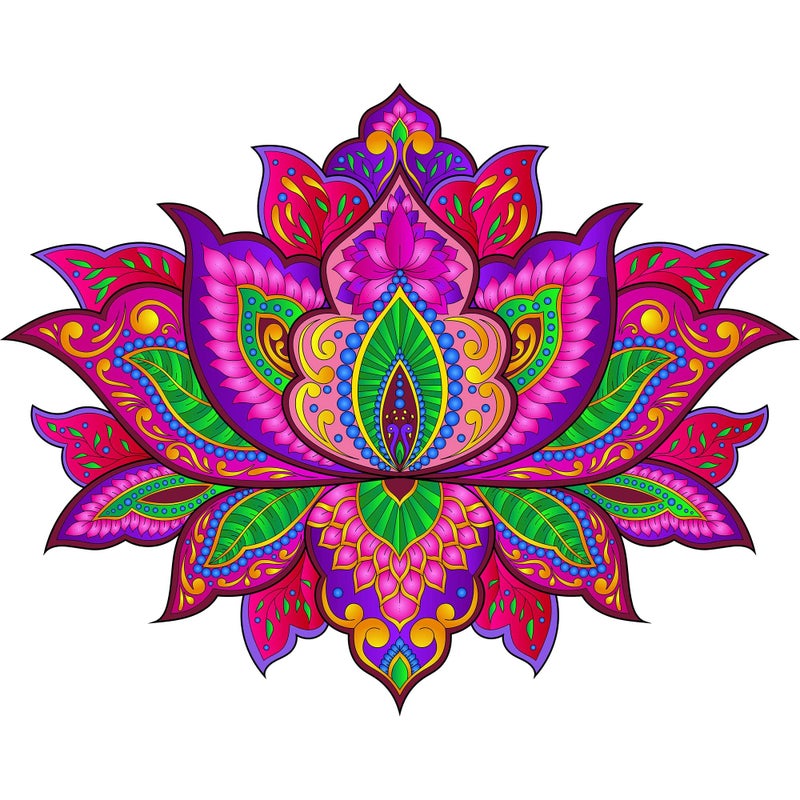 Ambiyaa 12 Inch Waterproof and Reusable PVC Self Adhesive Handmade Rangoli Sticker and Decal for Puja Ghar, Entrance and Floor [Multicolour - Kamal] - Image 5