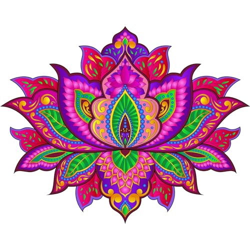 Ambiyaa 12 Inch Waterproof and Reusable PVC Self Adhesive Handmade Rangoli Sticker and Decal for Puja Ghar, Entrance and Floor [Multicolour - Kamal] - Image 1