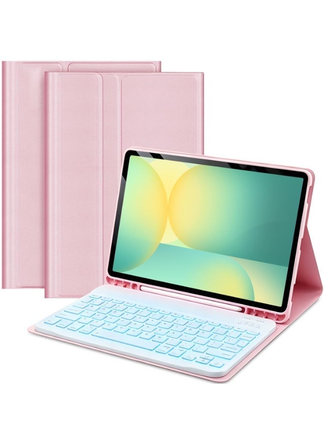آرترابيت غطاء لوحة مفاتيح لجهاز Galaxy Tab S10 Lite/S10 FE/S9 FE/S9 مقاس 10.9-11 بوصة، قابل للفصل بمغناطيس، مزود بتقنية بلوتوث، وإضاءة خلفية بـ 7 ألوان، لون وردي - Image 1