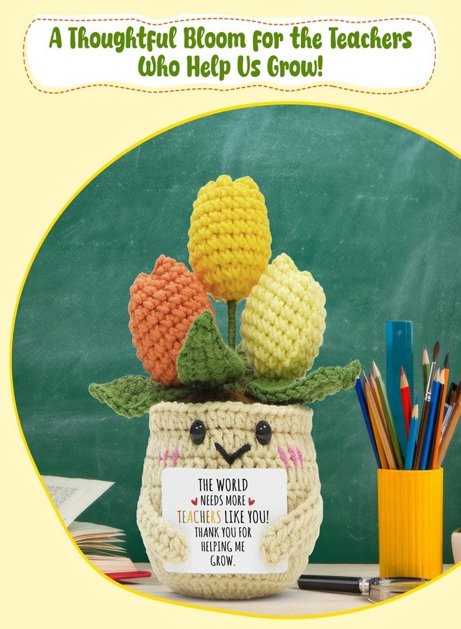 OASSIE Valentines Day Gifts for Teacher Women - Handmade Positive Tulip Crochet Flowers - Thank You Appreciation Birthday Graduation School End of Year Valentine Gifts for Teachers from Student - Image 5