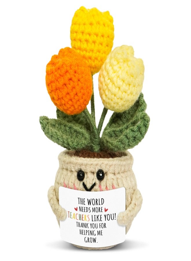 OASSIE Valentines Day Gifts for Teacher Women - Handmade Positive Tulip Crochet Flowers - Thank You Appreciation Birthday Graduation School End of Year Valentine Gifts for Teachers from Student - Image 1