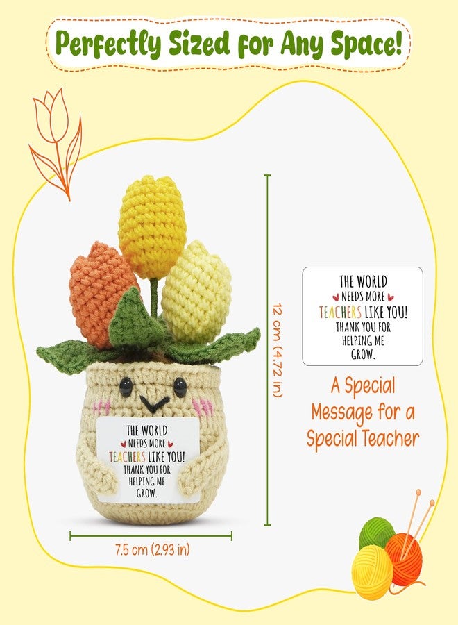OASSIE Valentines Day Gifts for Teacher Women - Handmade Positive Tulip Crochet Flowers - Thank You Appreciation Birthday Graduation School End of Year Valentine Gifts for Teachers from Student - Image 3