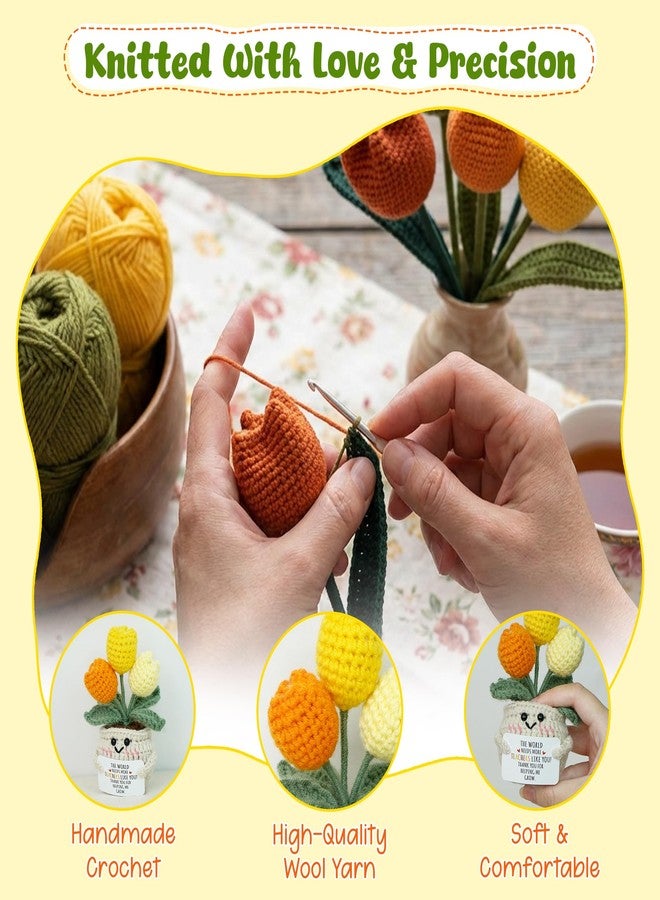 OASSIE Valentines Day Gifts for Teacher Women - Handmade Positive Tulip Crochet Flowers - Thank You Appreciation Birthday Graduation School End of Year Valentine Gifts for Teachers from Student - Image 4