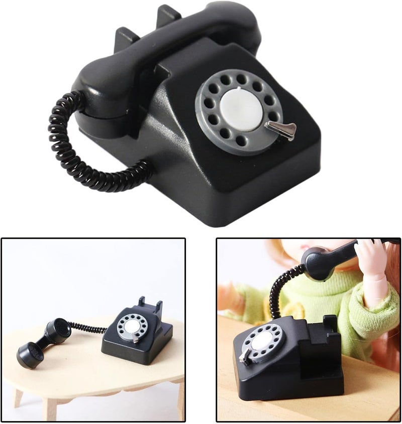 كلاراكو هاتف مصغر بتصميم كلاسيكي بمقياس 1/12، هدية مثالية للعب التخيلي للأطفال، أثاث، ألعاب، هاتف مصغر لبيت الدمى - Image 2