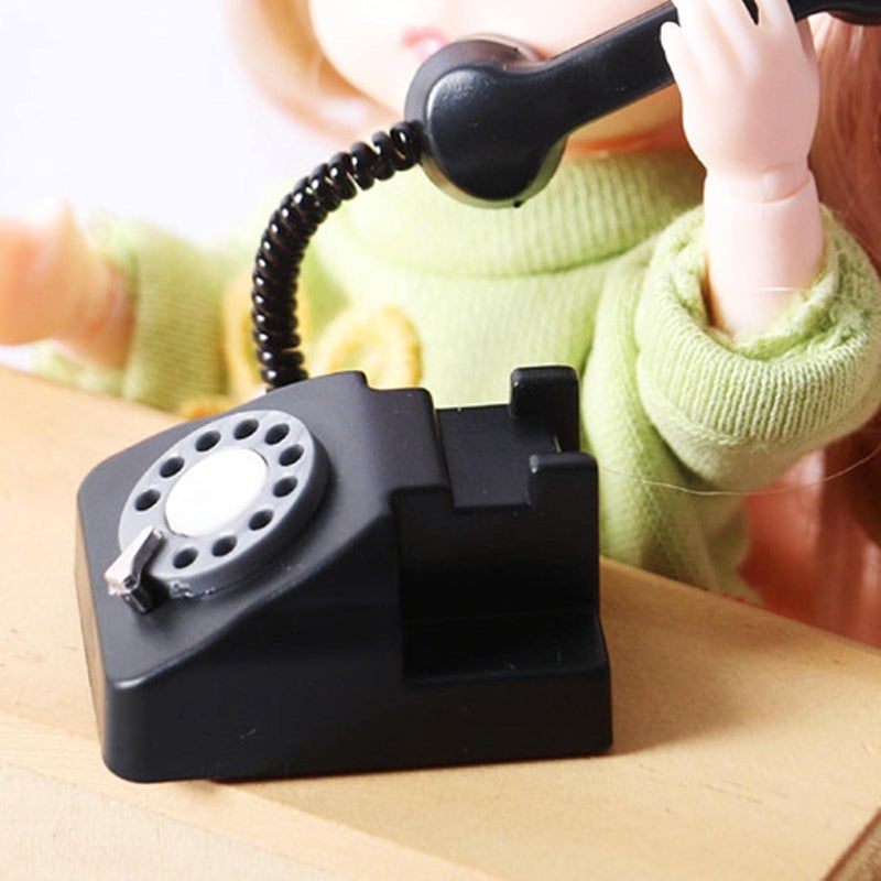 كلاراكو هاتف مصغر بتصميم كلاسيكي بمقياس 1/12، هدية مثالية للعب التخيلي للأطفال، أثاث، ألعاب، هاتف مصغر لبيت الدمى - Image 3