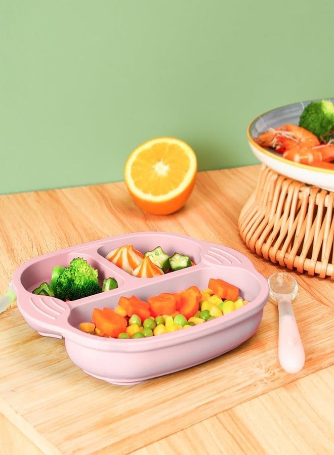 Sugalsu Suction Plates with Lids for Babies & Toddlers Food-Grade Silicone, Dinnerware Stays Put, Divided Design for Picky Eaters, Microwave & Dishwasher Friendly(Pink) - Image 4