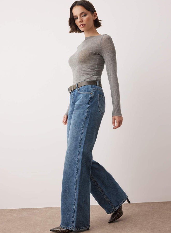 trendyol Blue*001 Regular Waist Wide Leg Wide Leg Jeans - Image 2
