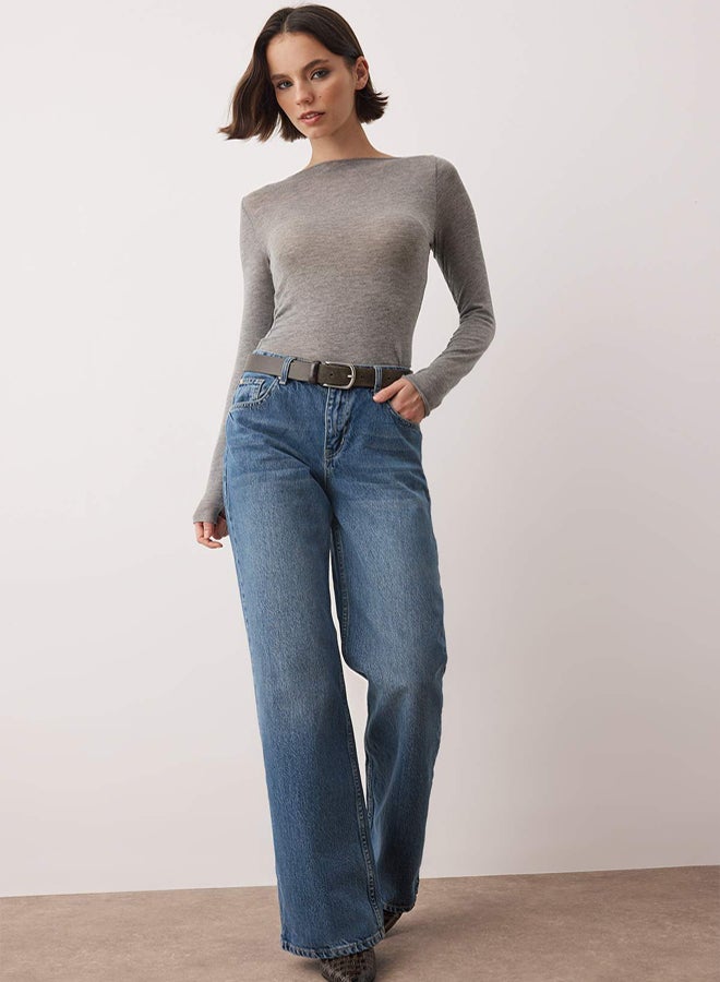 trendyol Blue*001 Regular Waist Wide Leg Wide Leg Jeans - Image 1
